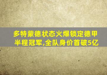 多特蒙德状态火爆锁定德甲半程冠军,全队身价首破5亿