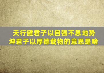 天行健君子以自强不息地势坤君子以厚德载物的意思是啥